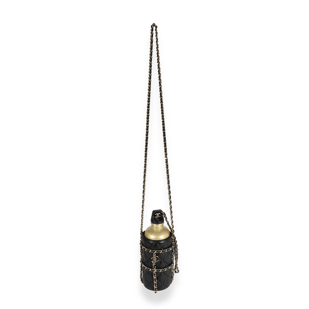 Chanel Gold Metal Water Bottle & Black Quilted Lambskin Holder - Picture 5 of 5